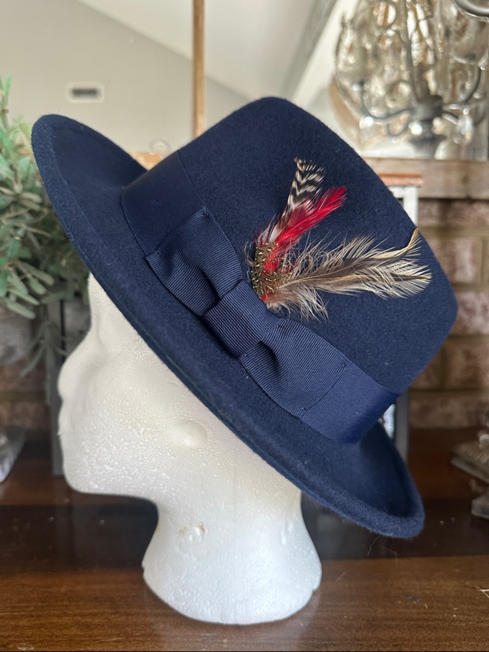 HATS IN THE BELFRY TAMMANY FEDERA HAT SMALL WOOL FELT FEATHER